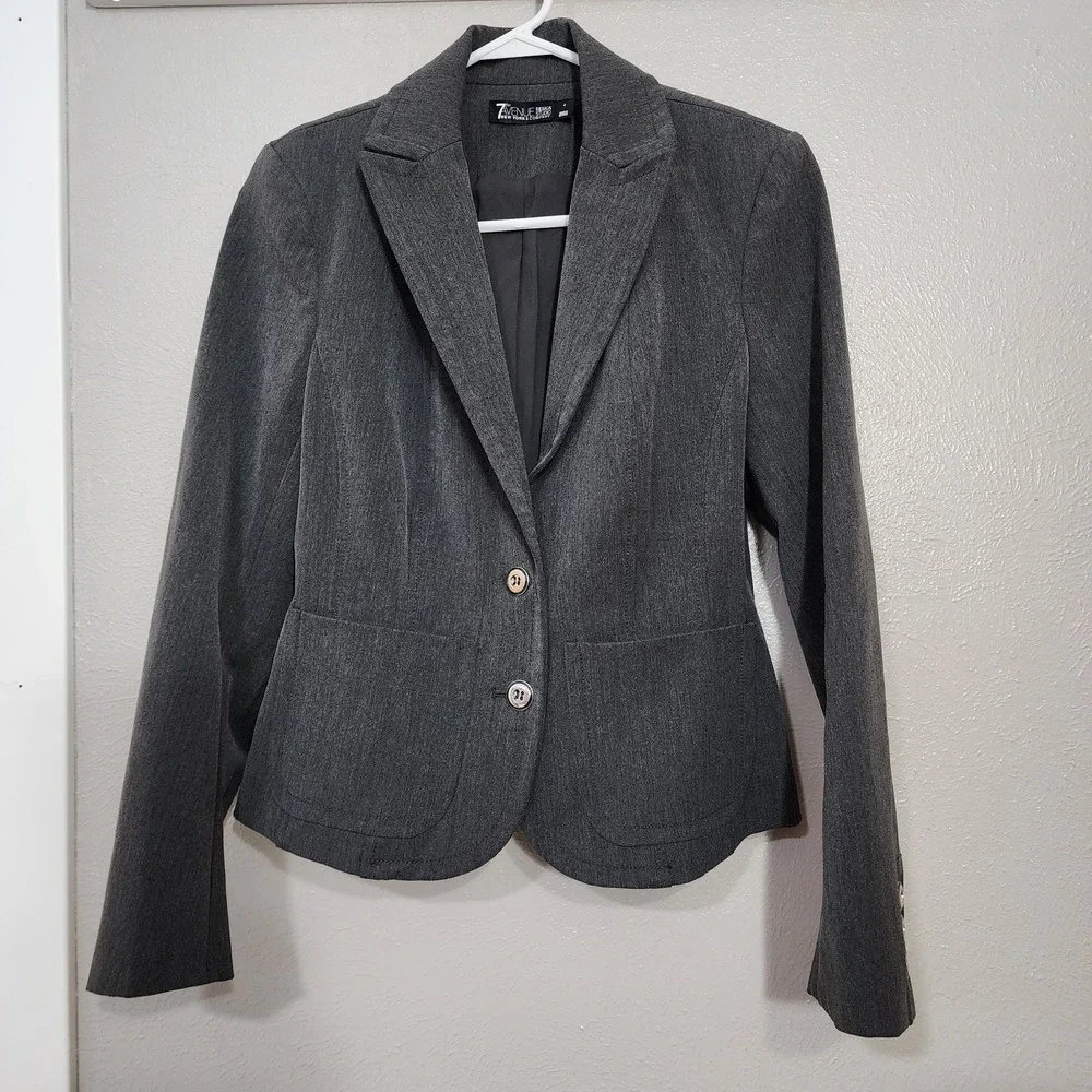 7th Avenue New York & Company Blazer 2 Button Women's Size‎ 4 Gray Jacket Coat